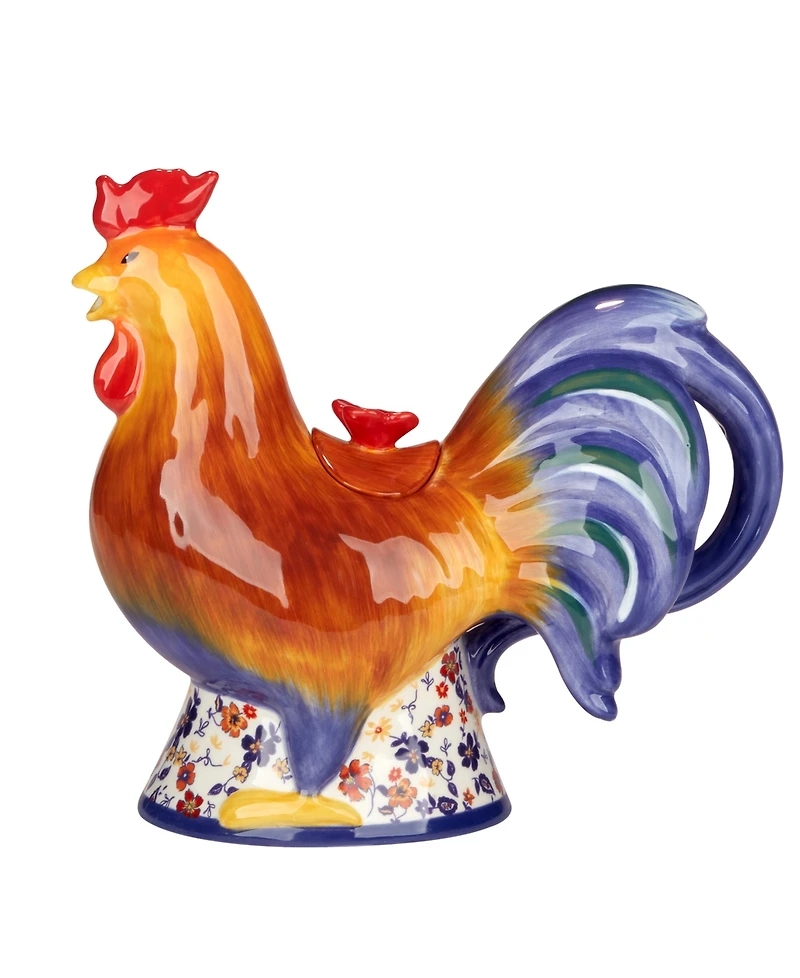 Certified International Morning Rooster 3-d Rooster Teapot