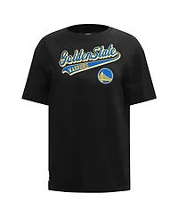 Women's Pro Standard Black Golden State Warriors Script Boyfriend T-shirt