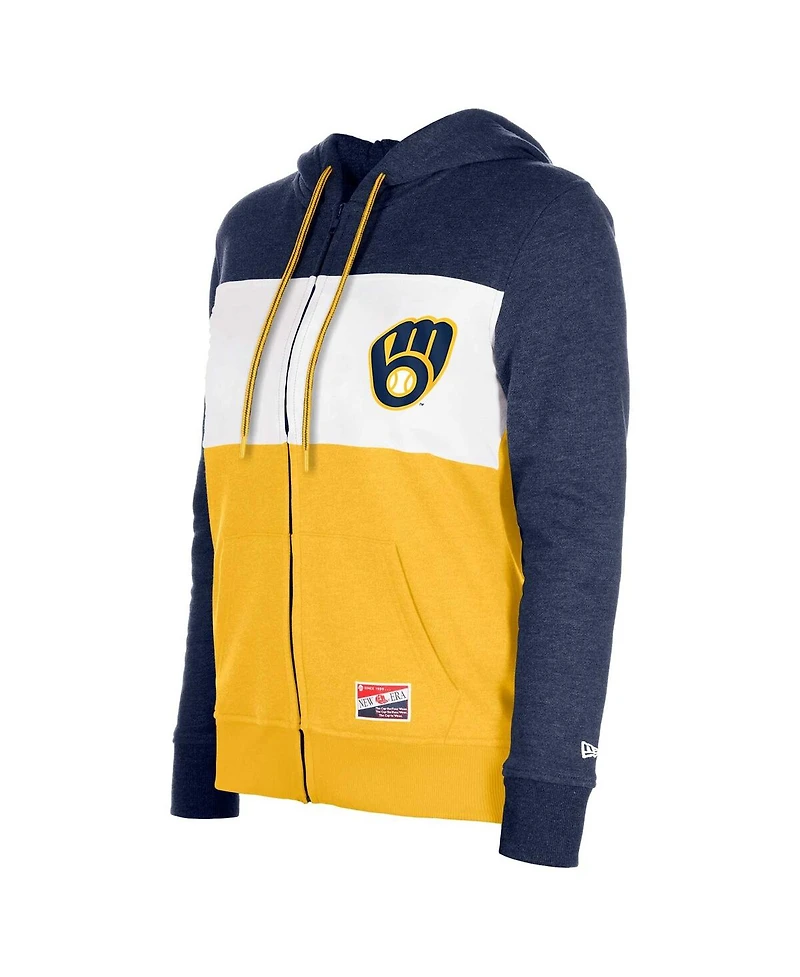 Women's New Era Navy Milwaukee Brewers Colorblock Full-Zip Hoodie Jacket