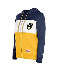 Women's New Era Navy Milwaukee Brewers Colorblock Full-Zip Hoodie Jacket