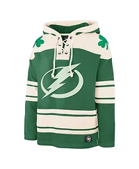Men's '47 Brand Kelly Green Tampa Bay Lightning St. Patrick's Day Superior Lacer Pullover Hoodie