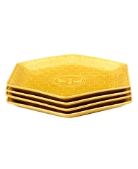 Certified International French Bees Set of 4 Embossed Honeycomb Dinner Plates