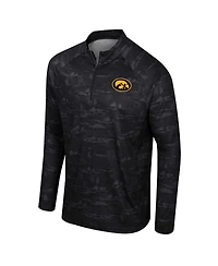 Men's Colosseum Black Iowa Hawkeyes Carson Raglan Quarter-Zip Jacket