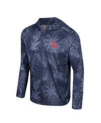 Men's Colosseum Navy Ole Miss Rebels Palms Printed Lightweight Quarter-Zip Hooded Top