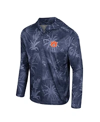 Men's Colosseum Navy Auburn Tigers Palms Printed Lightweight Quarter-Zip Hooded Top