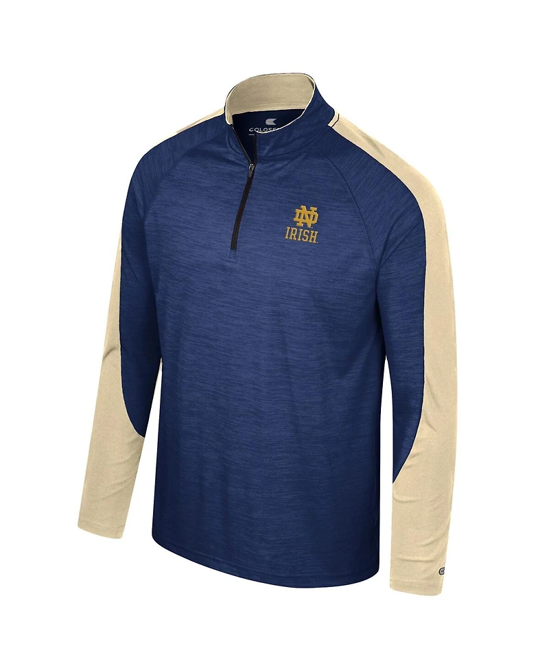 Men's Colosseum Navy Notre Dame Fighting Irish Langmore Raglan Quarter-Zip Top