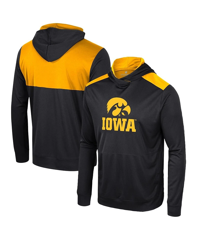 Men's Colosseum Black Iowa Hawkeyes Warm Up Long Sleeve Hoodie T-shirt