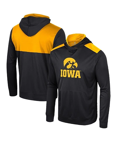 Men's Colosseum Black Iowa Hawkeyes Warm Up Long Sleeve Hoodie T-shirt