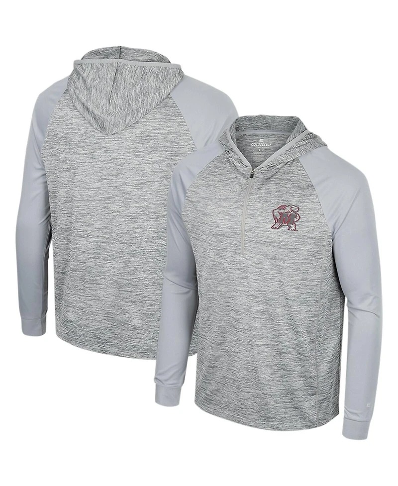 Men's Colosseum Gray Maryland Terrapins Cybernetic Raglan Quarter-Zip Hooded Top