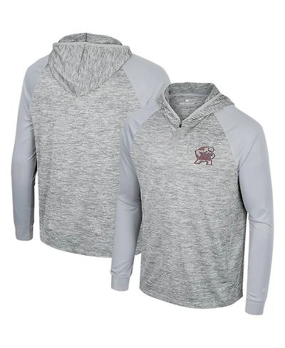 Men's Colosseum Gray Maryland Terrapins Cybernetic Raglan Quarter-Zip Hooded Top