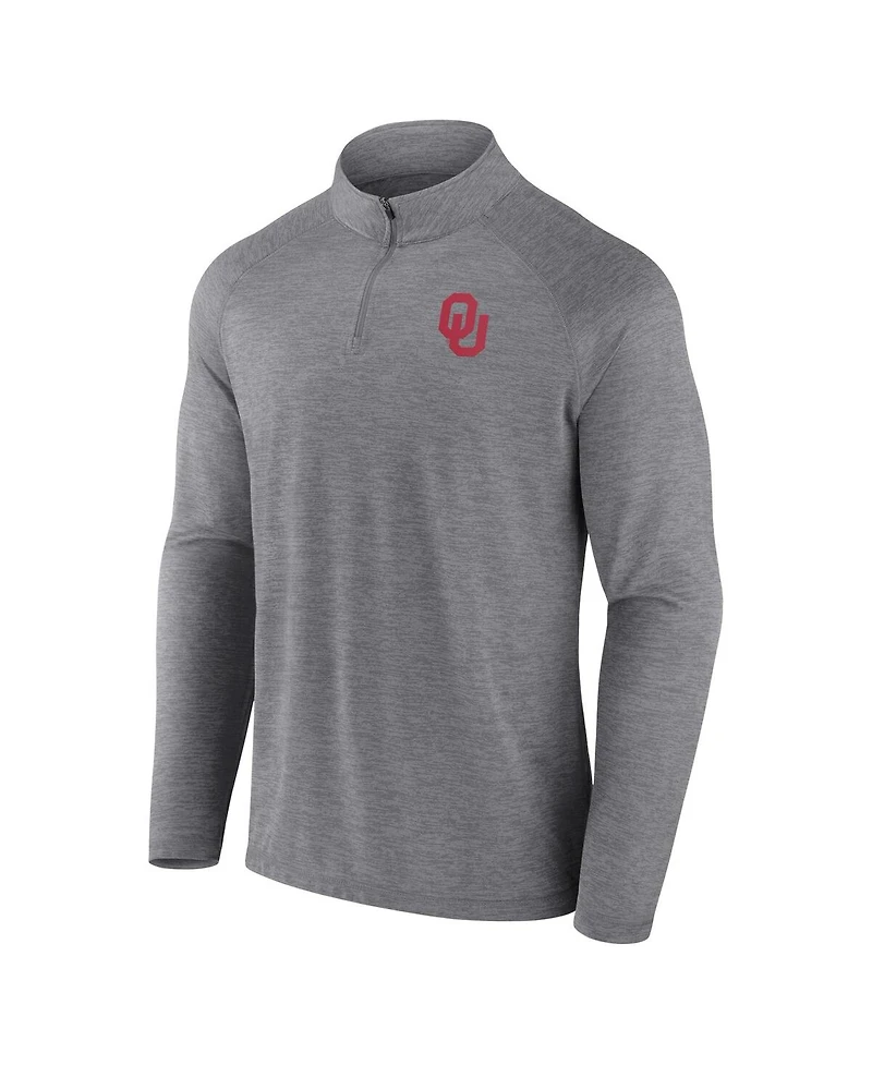 Men's Fanatics Gray Oklahoma Sooners Primary Logo Raglan Quarter-Zip Top