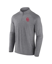 Men's Fanatics Gray Oklahoma Sooners Primary Logo Raglan Quarter-Zip Top