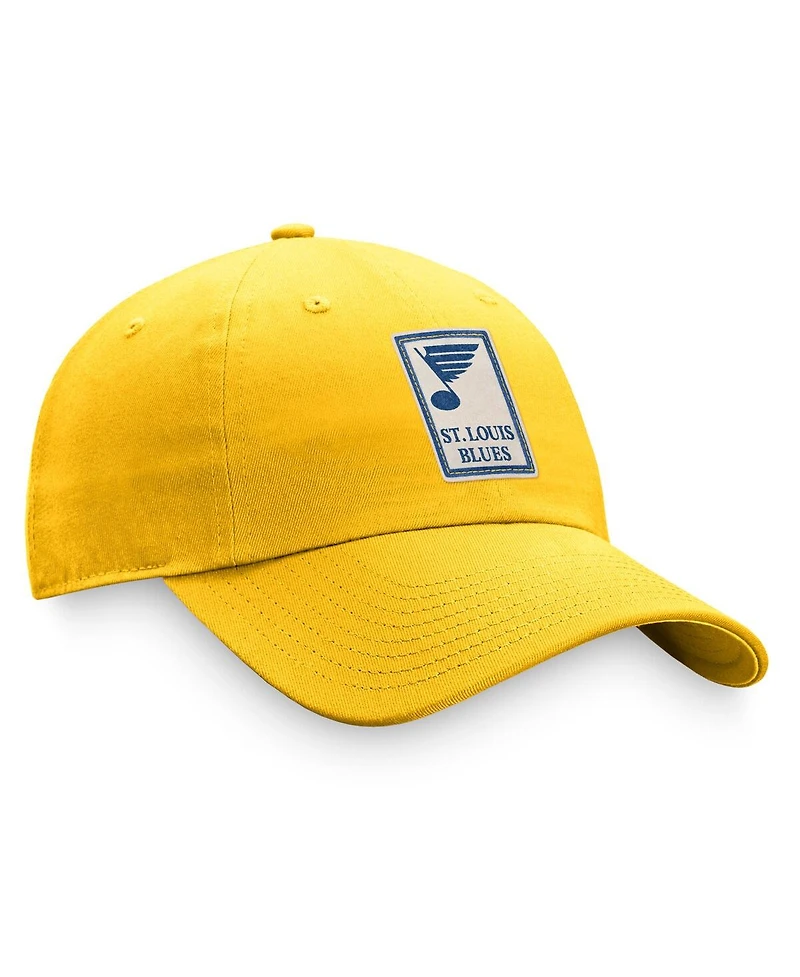 Women's Fanatics Gold Distressed St. Louis Blues Heritage Vintage-Like Adjustable Hat