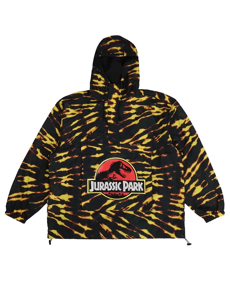 Men's Dumbgood Black Jurassic Park Raptor Tie-Dye Hoodie Half-Zip Anorak Jacket