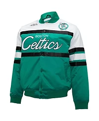 Men's Mitchell & Ness Kelly Green, White Boston Celtics Big and Tall Heavyweight Full-Snap Satin Jacket