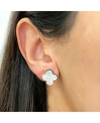 The Lovery Large Mother of Pearl Clover Stud Earrings 14K Gold