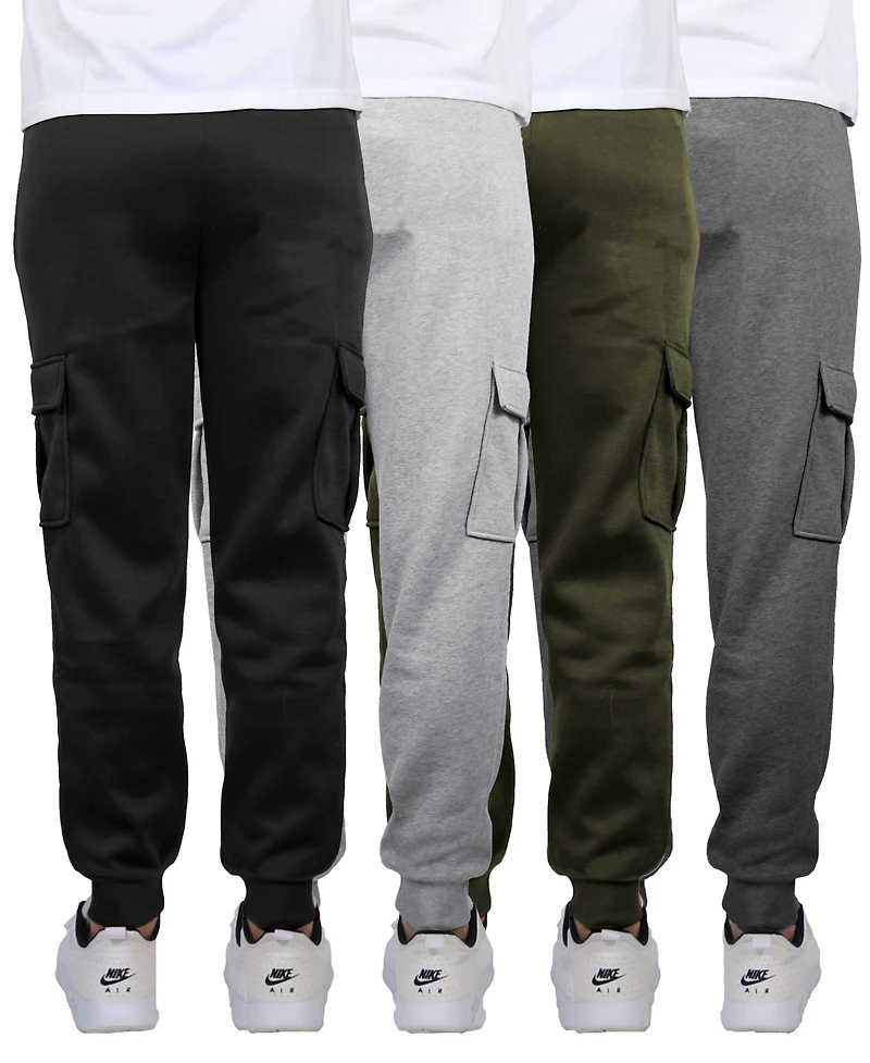 Blue Ice Men's Heavyweight Fleece-Lined Cargo Jogger Sweatpants-4PK