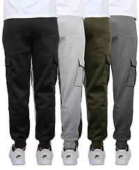 Blue Ice Men's Heavyweight Fleece-Lined Cargo Jogger Sweatpants-4PK
