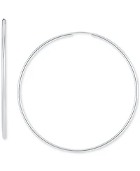 Polished Classic Endless Medium Hoop Earrings in 14k White Gold, 2"