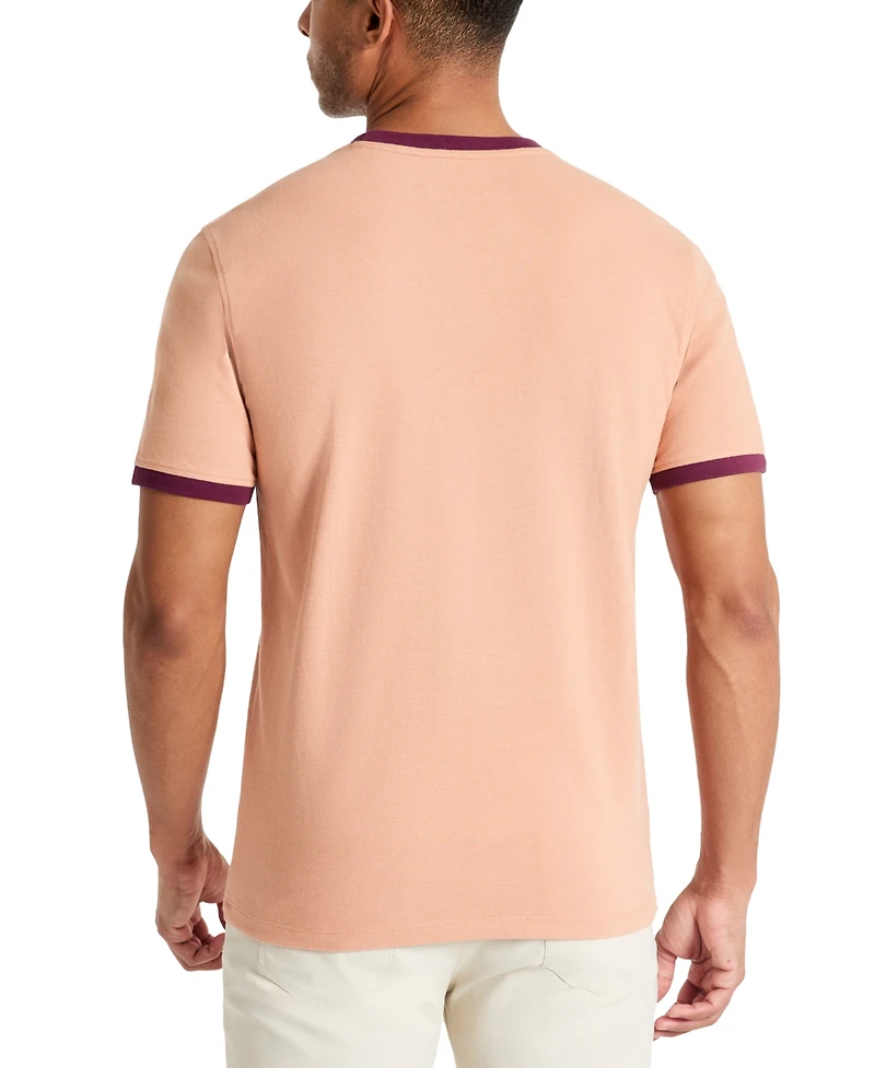 Kenneth Cole Men's Contrast-Trim Textured Short Sleeve T-Shirt