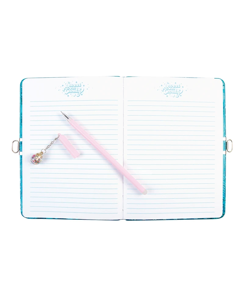 Make It Real Bubble Gum Glitter Locking Journal with Pen