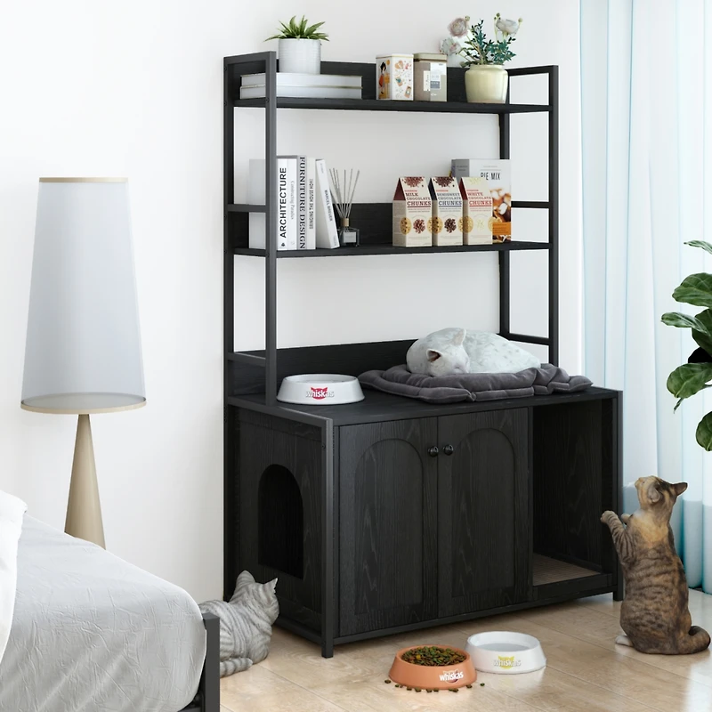 Modern Cat Litter Box Enclosure with Storage