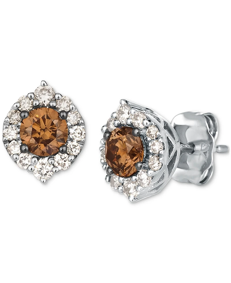 Le Vian Chocolate Diamond & Nude Halo Stud Earrings (3/4 ct. t.w.) 14k Gold (Also Available White or Rose Gold)