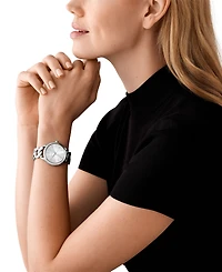 Michael Kors Women's Slim Runway Three-Hand Silver-Tone Stainless Steel Watch 38mm