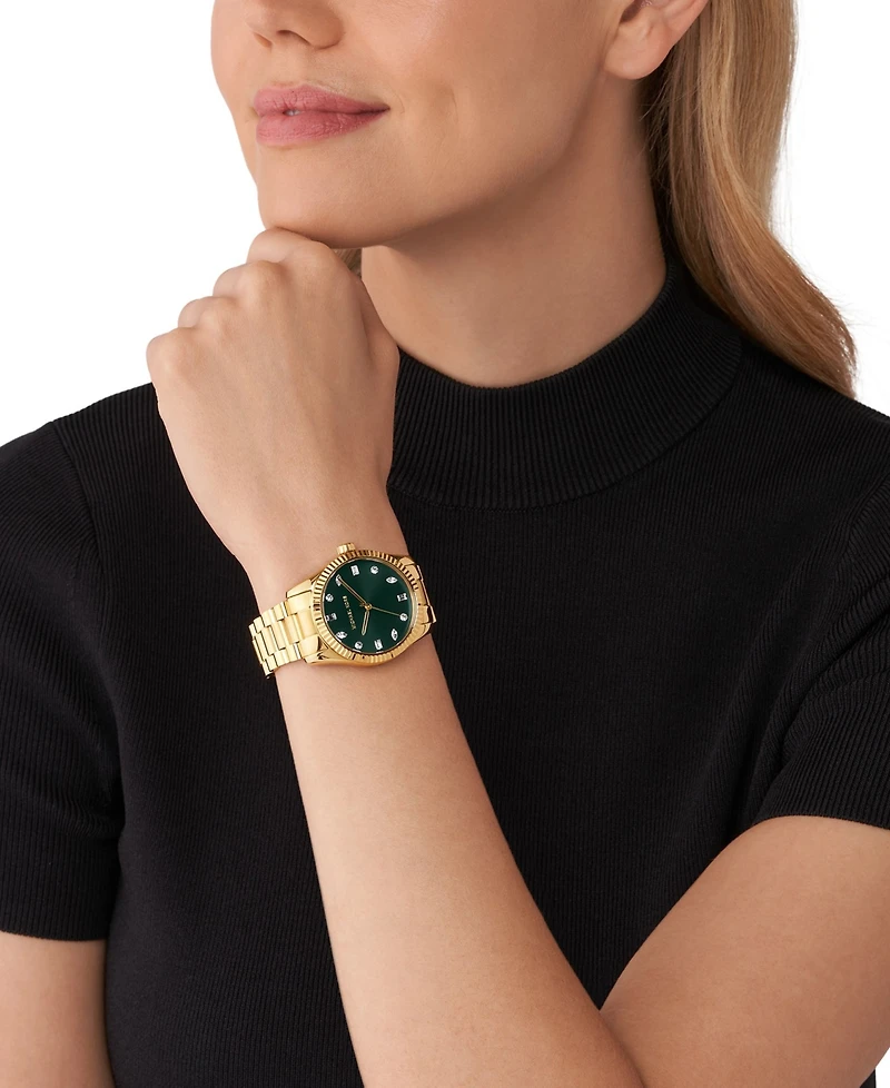 Michael Kors Women's Lexington Three-Hand Gold-Tone Stainless Steel Watch 38mm