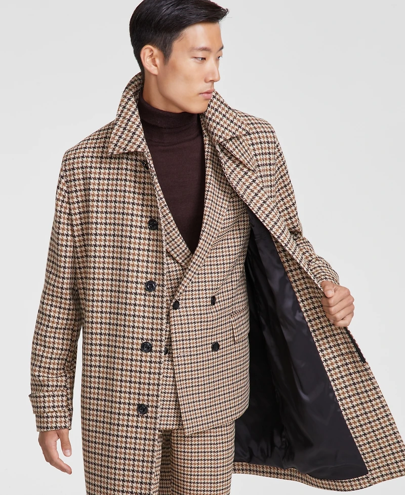 Hugo by Hugo Boss Men's Modern-Fit Houndstooth Overcoat