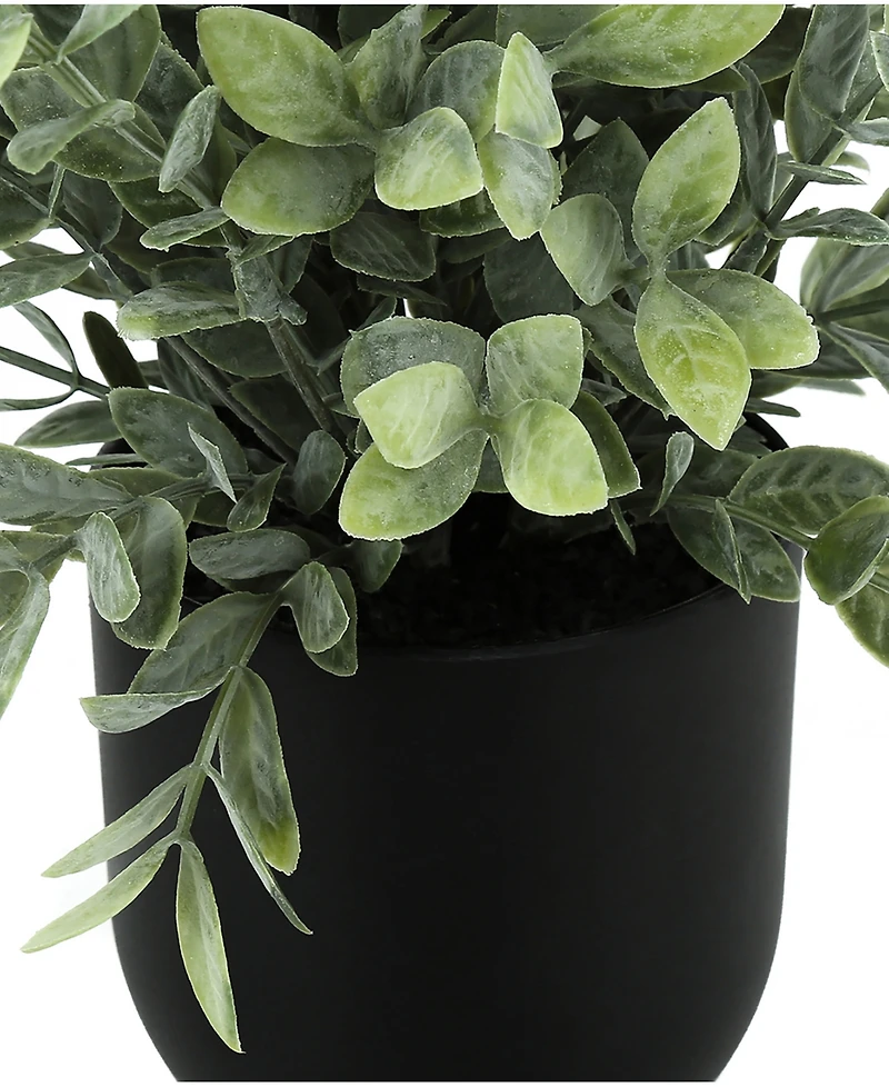 Monarch Specialties 11" Indoor Artificial Eucalyptus Grass Plants with Decorative Black Pots, Set Of 2