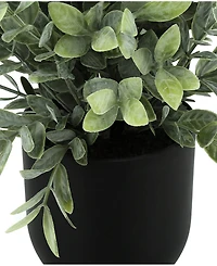 Monarch Specialties 11" Indoor Artificial Eucalyptus Grass Plants with Decorative Black Pots, Set Of 2