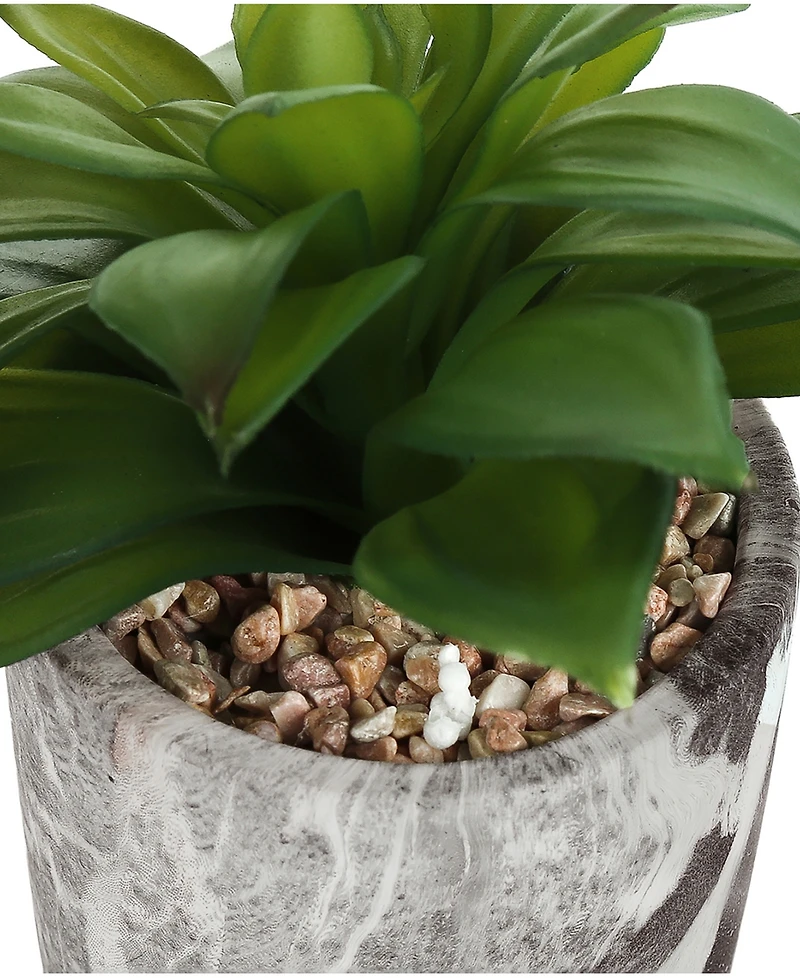 Monarch Specialties 6" Indoor Artificial Succulent Plants with Decorative Grey Cement Pots, Set Of 2