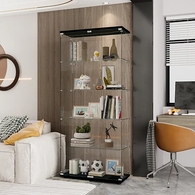 Streamdale Furniture Black Double Door Glass Display Cabinet