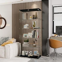 Streamdale Furniture Black Double Door Glass Display Cabinet