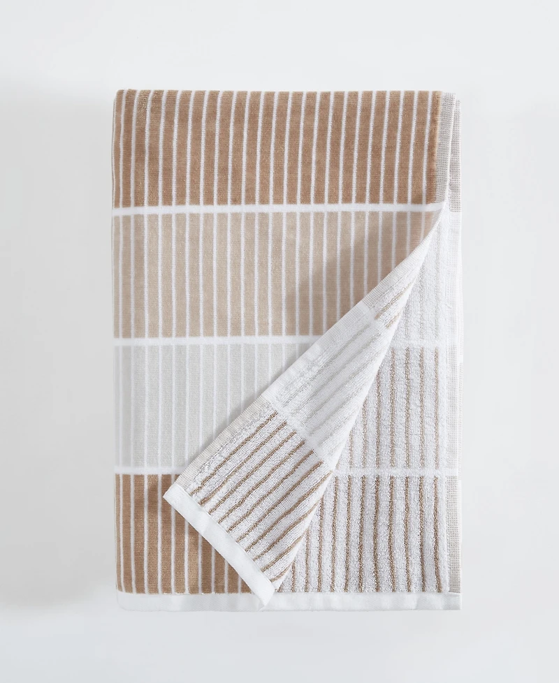 Calvin Klein Blocked Terry Yarn Dyed Stripe Beach Towel Set, 68" x 36"