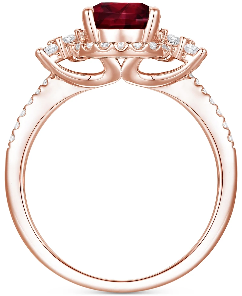 Garnet (1-1/10 ct. t.w.) & Lab-Grown White Sapphire (1/2 Ring 14k Rose Gold-Plated Sterling Silver (Also Blue Sapphire)