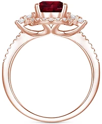 Garnet (1-1/10 ct. t.w.) & Lab-Grown White Sapphire (1/2 Ring 14k Rose Gold-Plated Sterling Silver (Also Blue Sapphire)