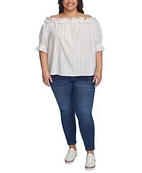 Tommy Hilfiger Plus Cotton Off-The-Shoulder Top
