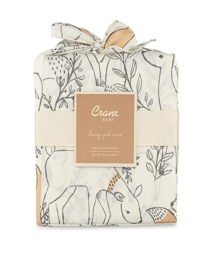 Crane Baby Ezra Quilted Change Pad Cover - Woodland