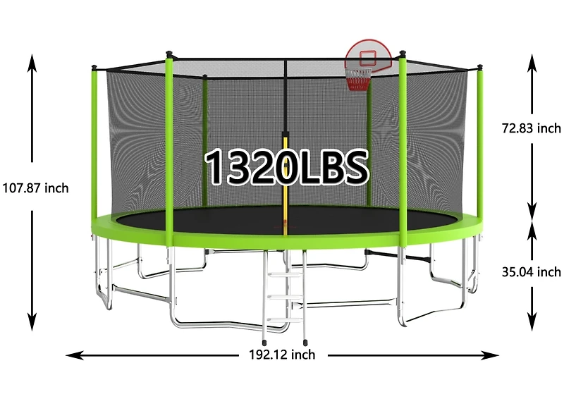 Streamdale Furniture 16ft Trampoline with Bar, Hoop & Enclosure