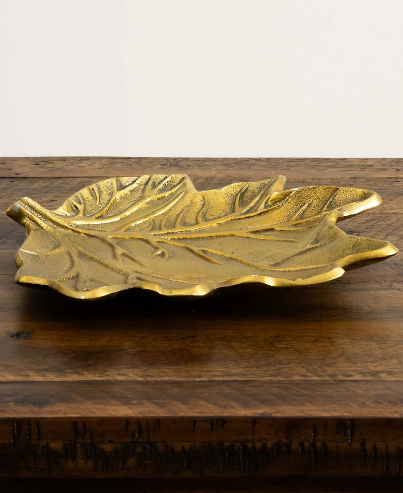 Nearly Natural 10in. Gold Tree of Life Leaf Decorative Accent Tray