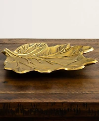 Nearly Natural 10in. Gold Tree of Life Leaf Decorative Accent Tray