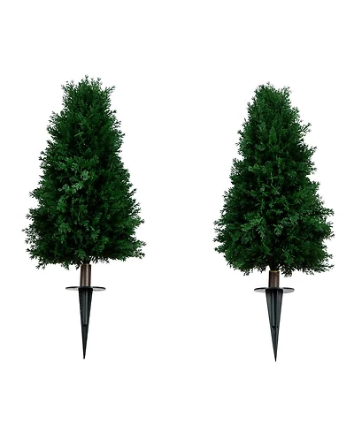 Nearly Natural 2.5ft. Uv Resistant Artificial Cedar Plant with Integrated Ground Stake Indoor/Outdoor - Set of 2