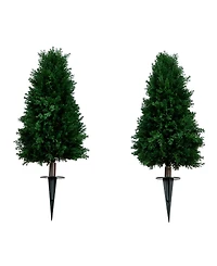 Nearly Natural 2.5ft. Uv Resistant Artificial Cedar Plant with Integrated Ground Stake Indoor/Outdoor - Set of 2