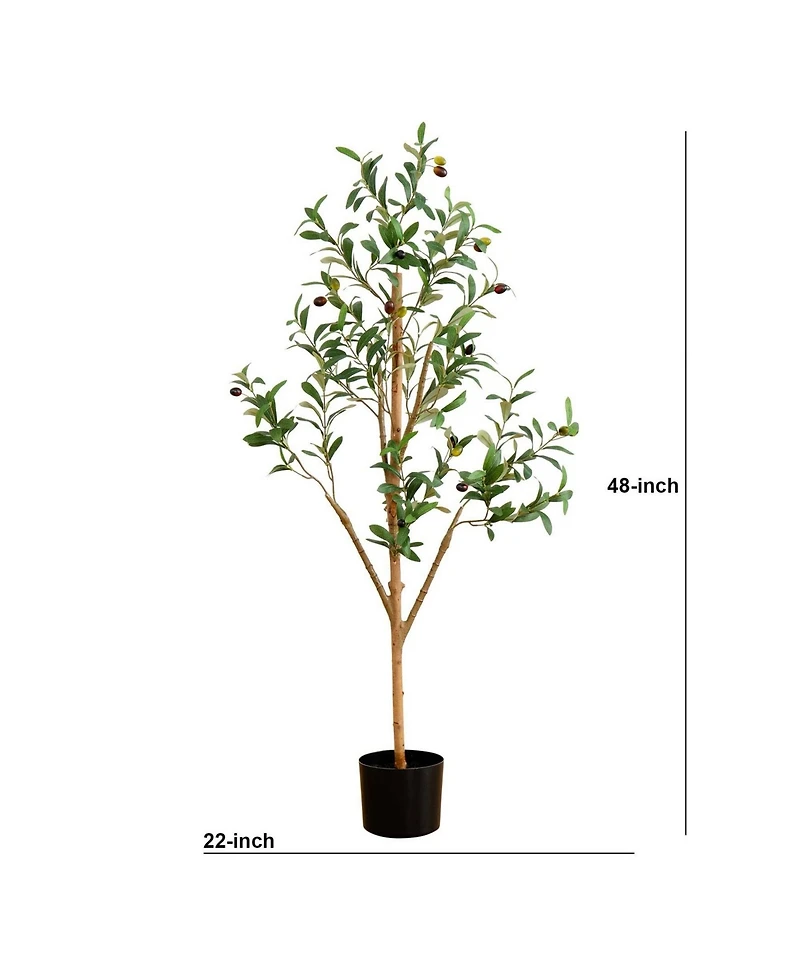 Nearly Natural 4ft. Artificial Olive Tree with Natural Trunk