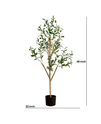 Nearly Natural 4ft. Artificial Olive Tree with Natural Trunk