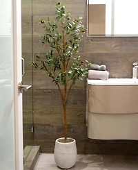 Nearly Natural 5ft. Artificial Olive Tree with Natural Trunk