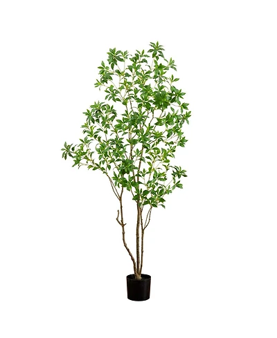 Nearly Natural 7ft. Artificial Minimalist Japanese Pieris Tree with Real Touch Leaves