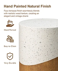 Glitzhome Multi-functional Faux Terrazzo and Wood Texture Garden Stool or Plant Stand